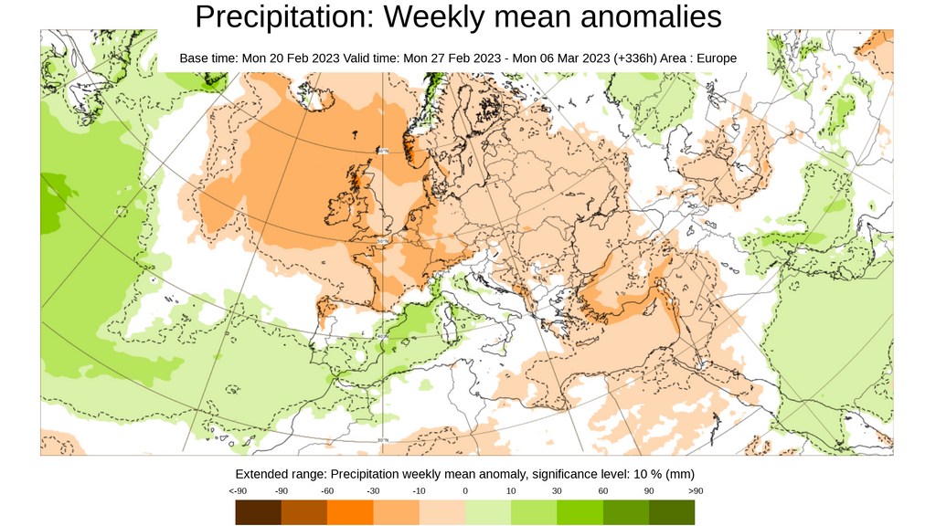 Anomalía de la precipitación del 27 feb - 6 marzo