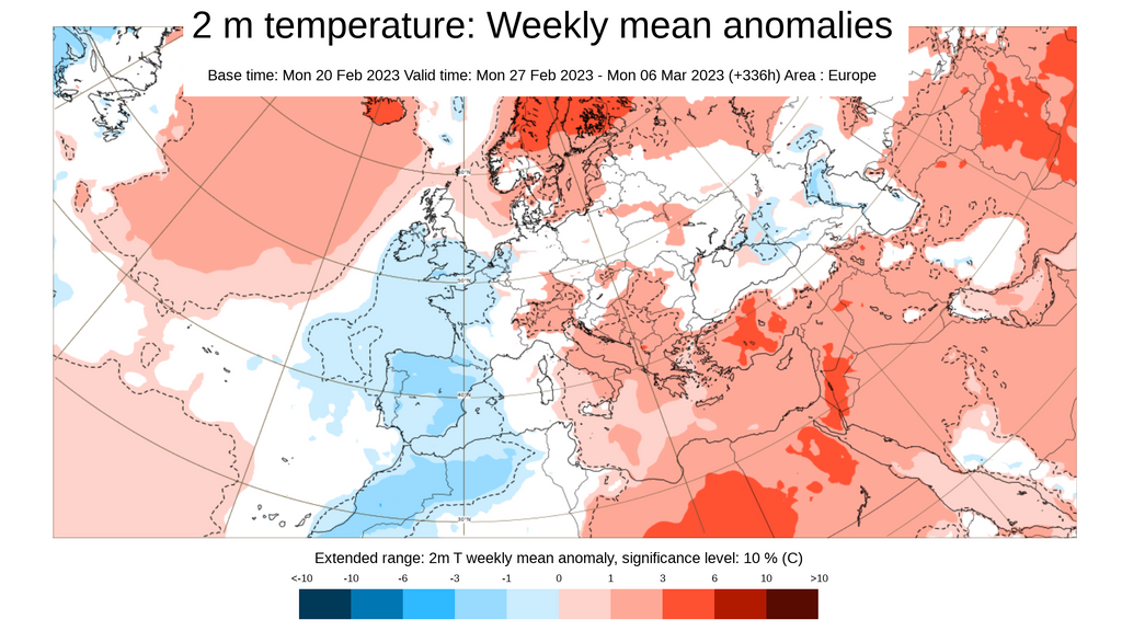 Anomalía de la temperatura del 27 feb - 6 marzo