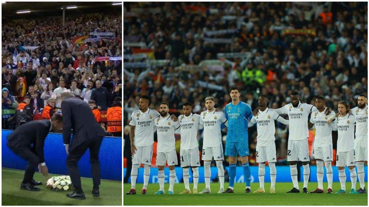 El Liverpool, un club señor: corona de flores para recordar a Amancio y ni un pito en el minuto de silencio El Liverpool, un club señor: corona de flores para recordar a Amancio y ni un pito en el minuto de silencio