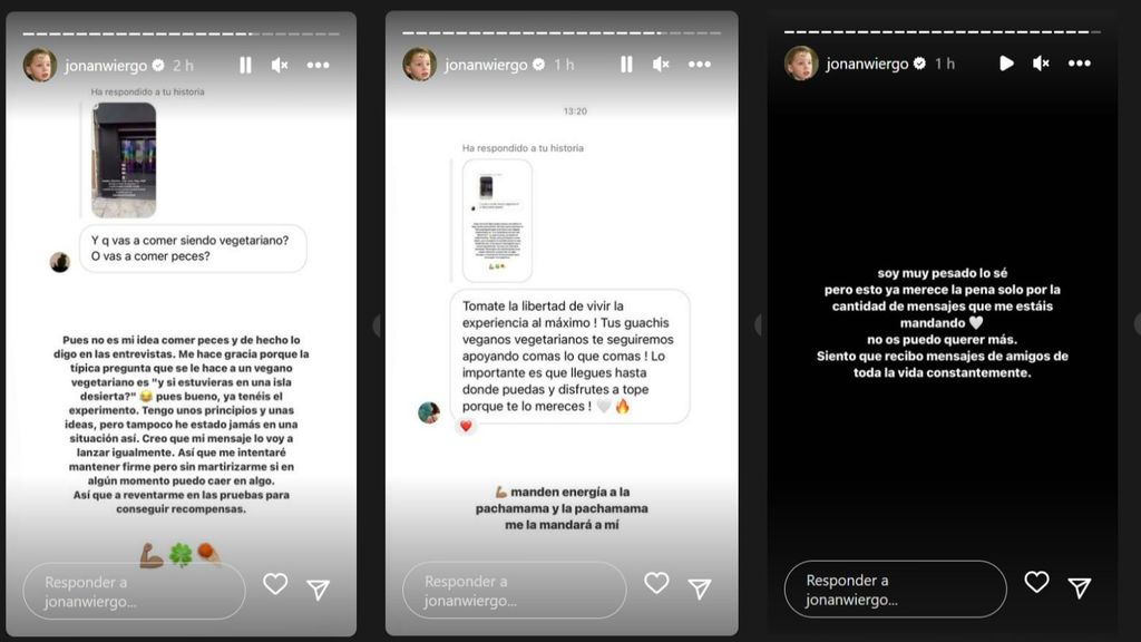 Jonan Wiergo en sus historias de Instagram