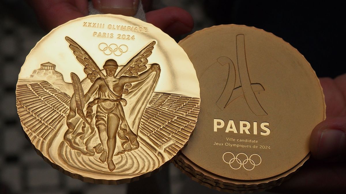 Model of the gold medals that will be used in the Olympic Games Paris 2024 is presented at the 130th session of the International Olympic Committee which is being held in Lima. Model of the gold medals that will be used in the Olympic Games Paris 2024 is presented at the 130th session of the International Olympic Committee which is being held in Lima.