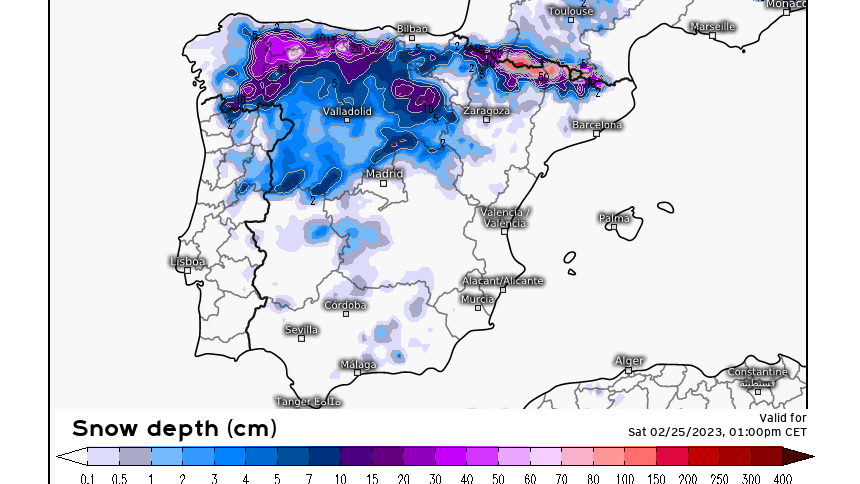 Acumulación de nieve hasta el sábado 25