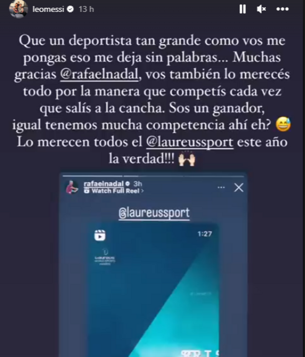 Messi sigue demostrando su humildad y responde a Rafa Nadal: "Me deja sin palabras"