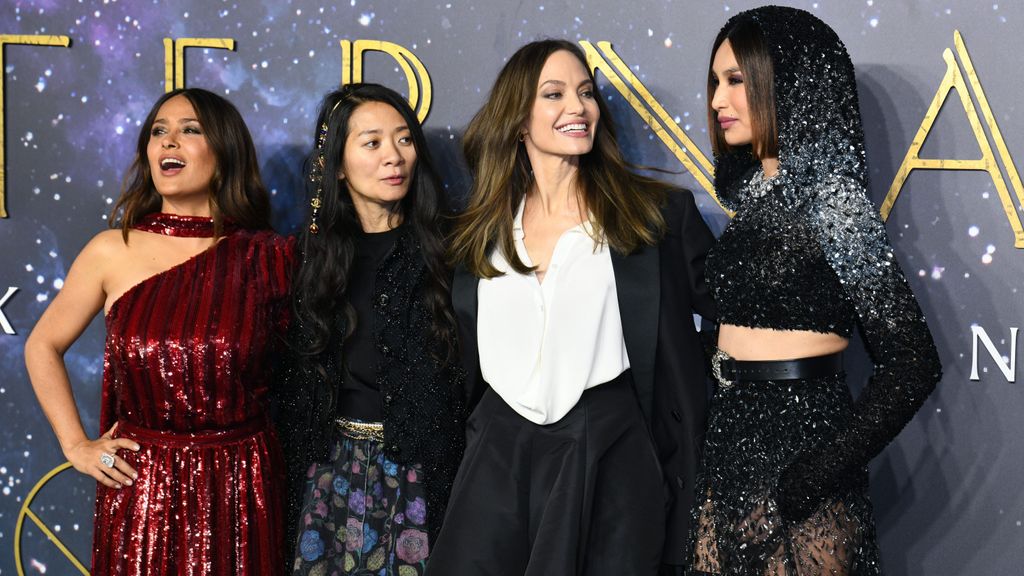 Salma Hayek, Chloé Zhao, Angelina Jolie y Gemma Chan, en la primiere de 'Eternals'
