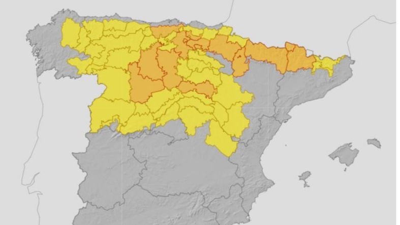Avisos por nevadas previstos para el jueves 23