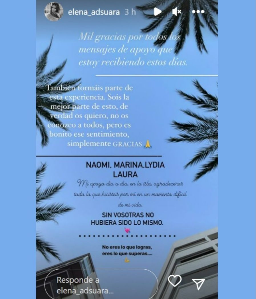 El mensaje de Elena Adsuara a sus fans y a sus compañeras