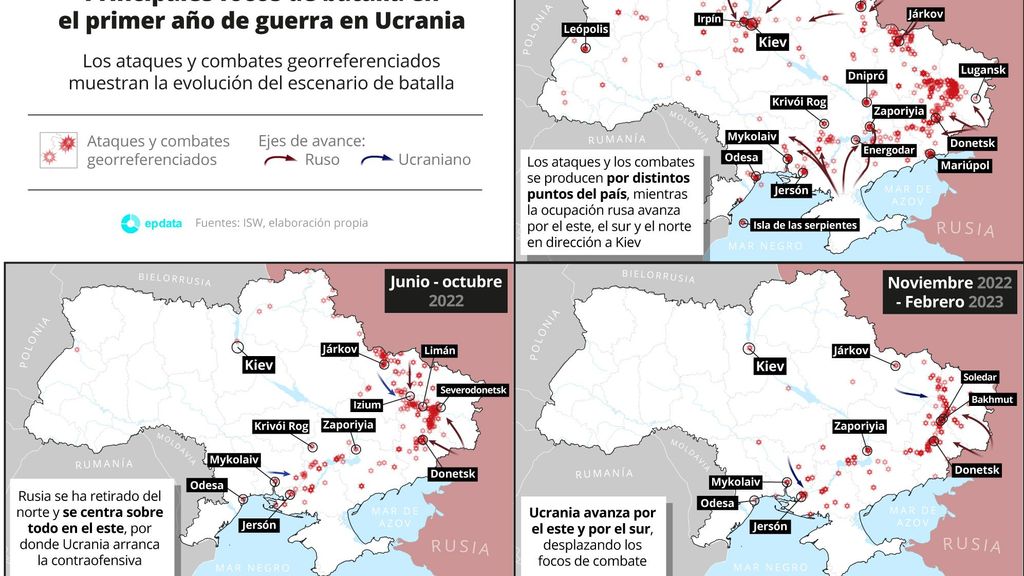 EuropaPress 4999983 mapas muestran principales focos ataque ucrania primer ano guerra pais (1)