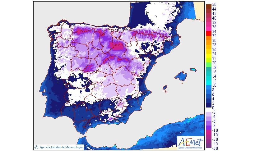 Temperatura mínima prevista para el viernes 24