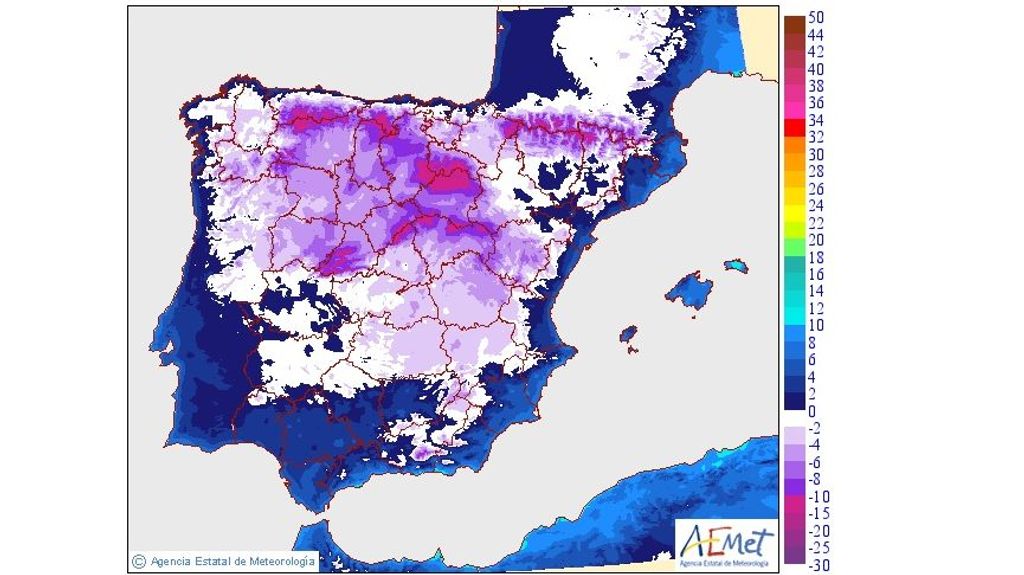 Temperatura mínima prevista para el viernes 24