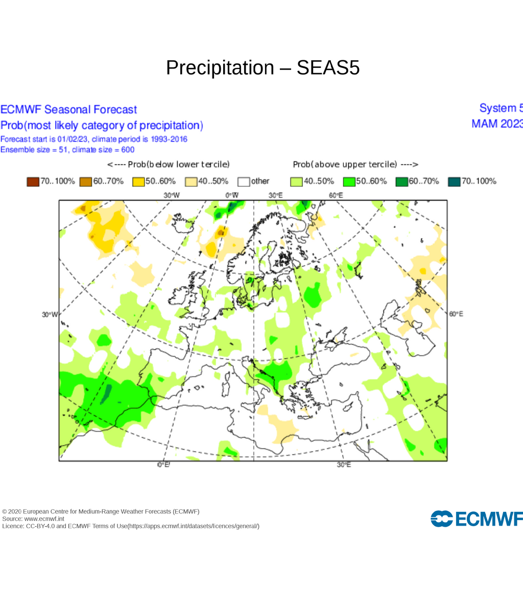 Anomalía de la precipitación prevista para marzo-abril-mayo 2023