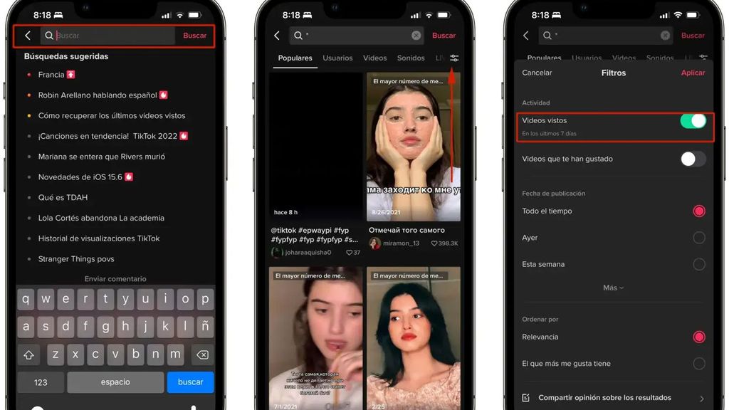 ver videos vistos tiktok