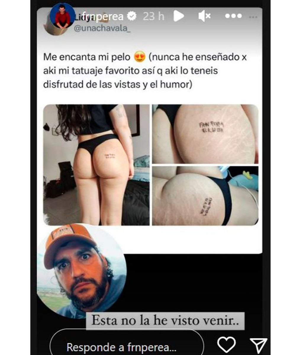 Fran Perea alucina al ver que aparece su nombre en el tatuaje que una chica se ha hecho en el culo