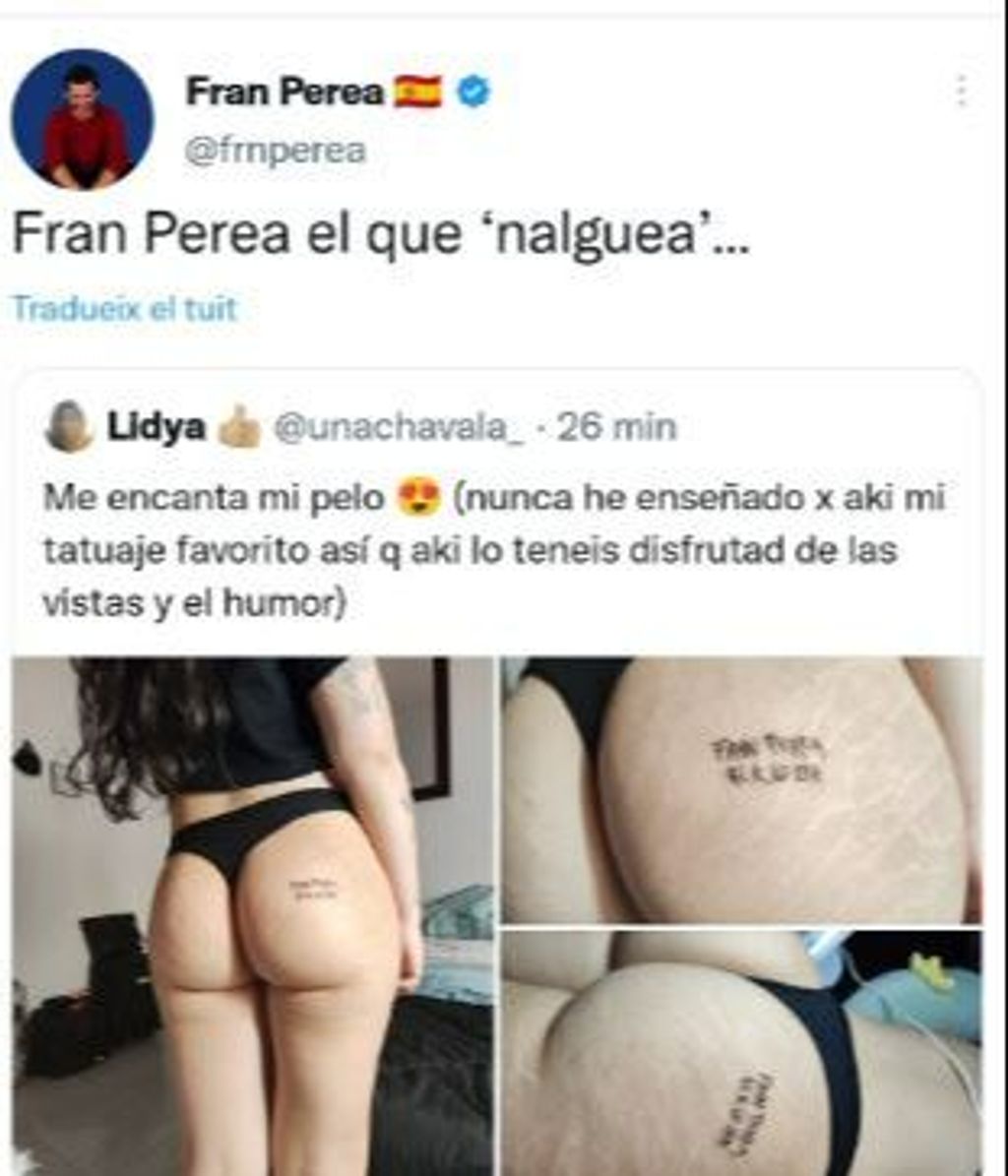 La reacción de Fran Perea al ver el curioso lugar en el que una chica se ha tatuado su nombre