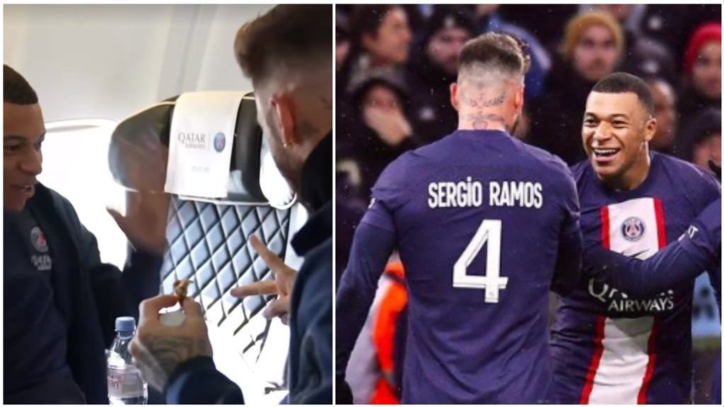 Ramos y Mbappé juegan a 'piedra, papel o tijera': compiten para ver quién se queda en la ventanilla