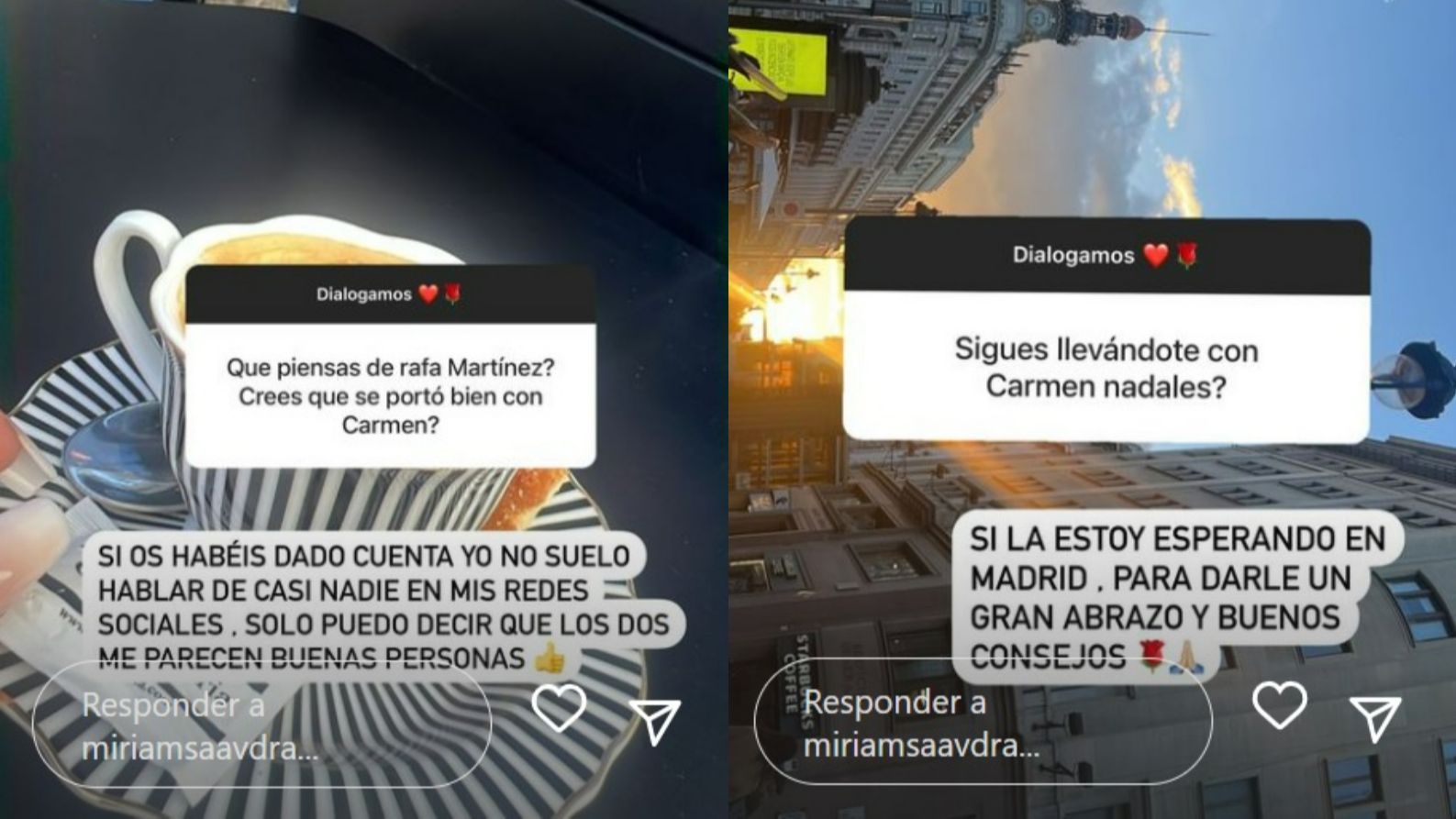 Miriam Saavedra contesta a sus seguidores