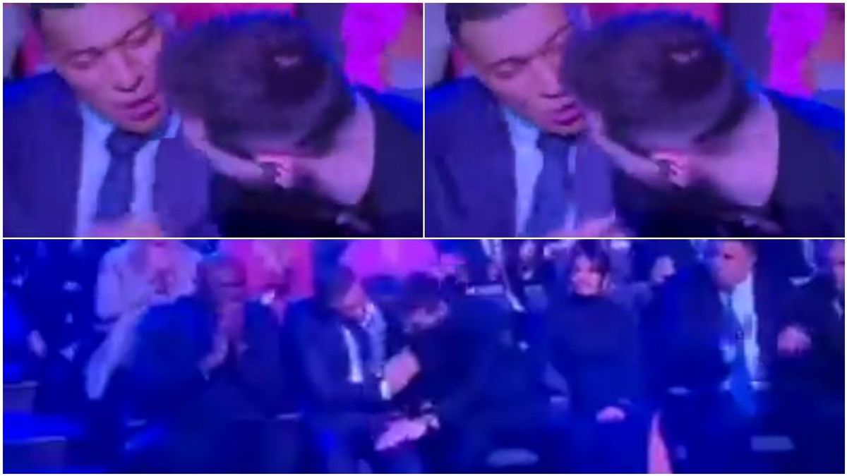 Messi casi besa en la boca a Mbappé en los premios The Best: se equivocó pensando que era su mujer Messi casi besa en la boca a Mbappé en los premios The Best: se equivocó pensando que era su mujer