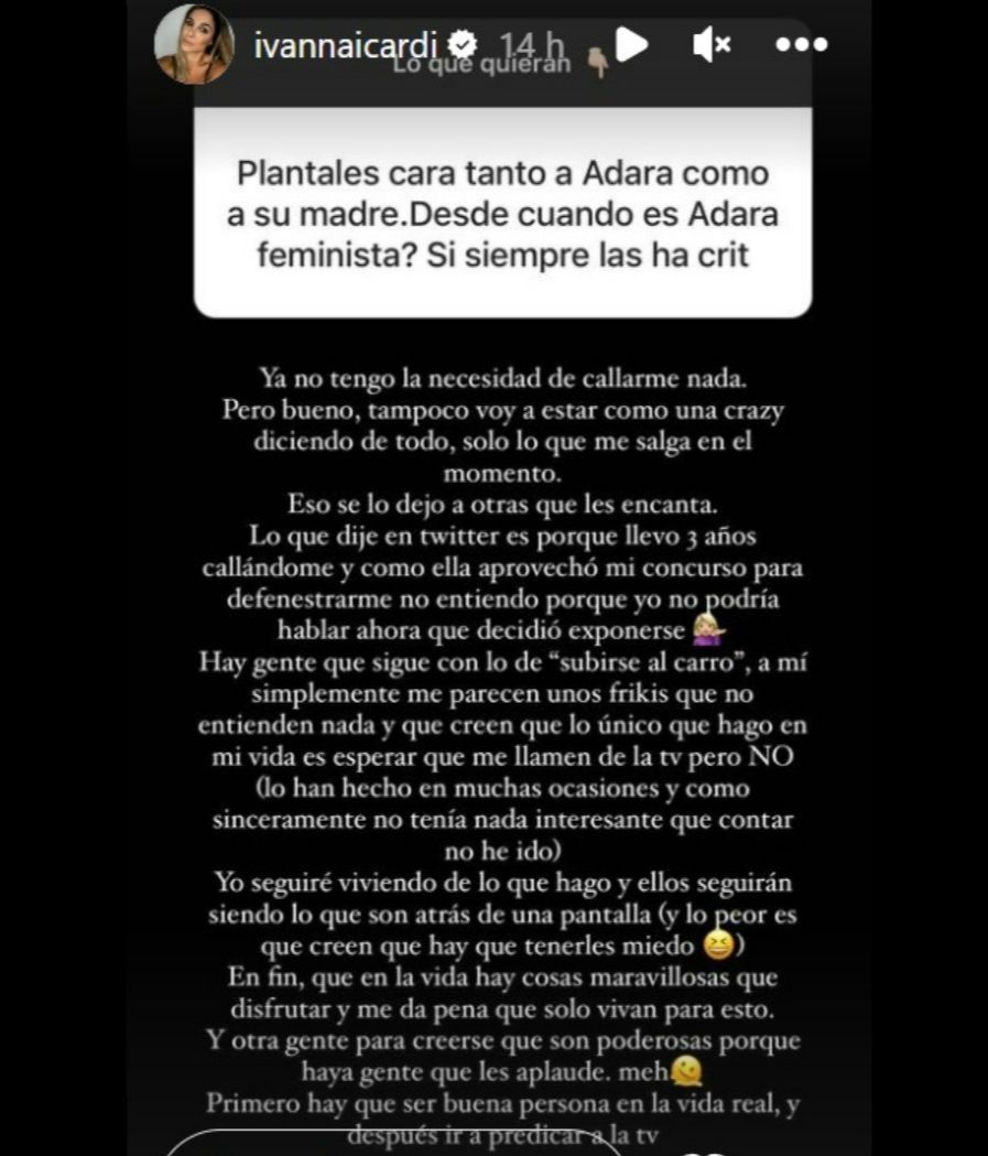 Ivana Icardi advierte a Adara Molinero