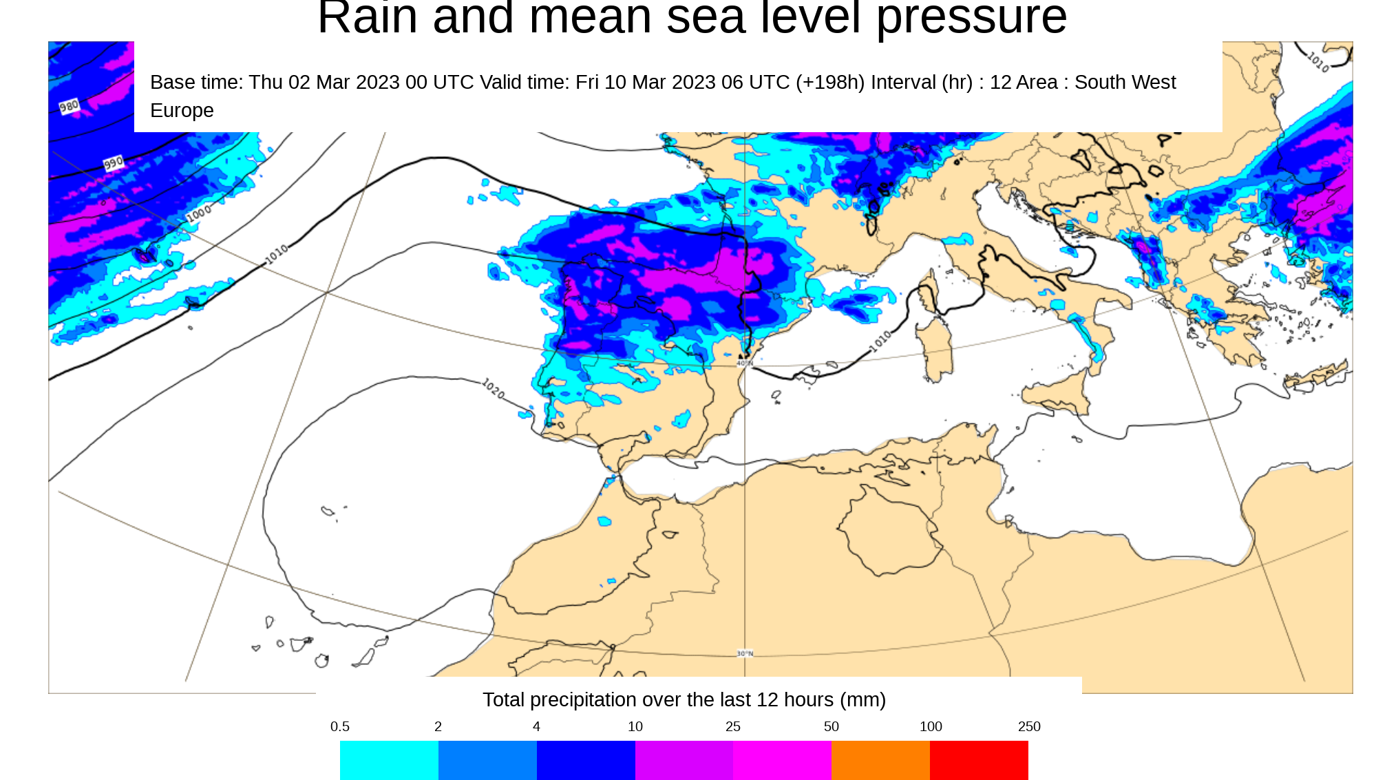 Precipitaci´no prevista a primeras horas del viernes 10