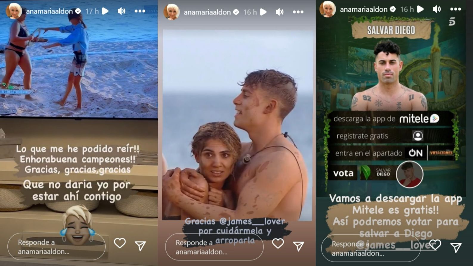 Ana María Aldón le agradece a Diego Pérez sus muestras de cariño con Gema