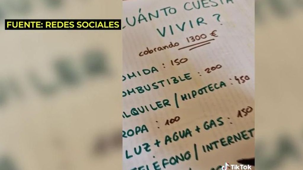 La distribución de los 1.300 euros al mes.