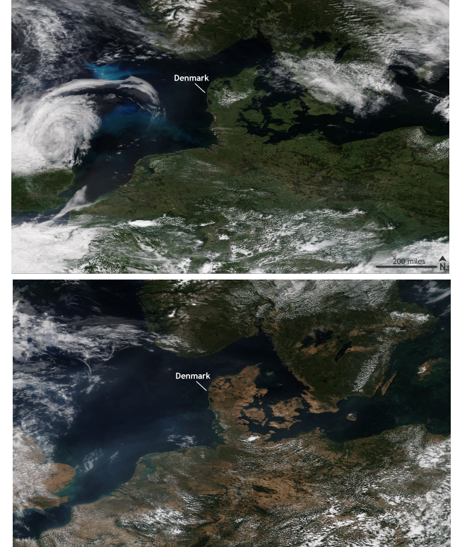 Las condiciones cálidas y secas volvieron marrones muchos campos verdes a medida que avanzaba el verano de 2018