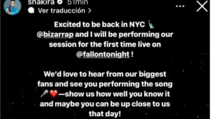 Shakira cantará la canción en el show de Jimmy Fallon