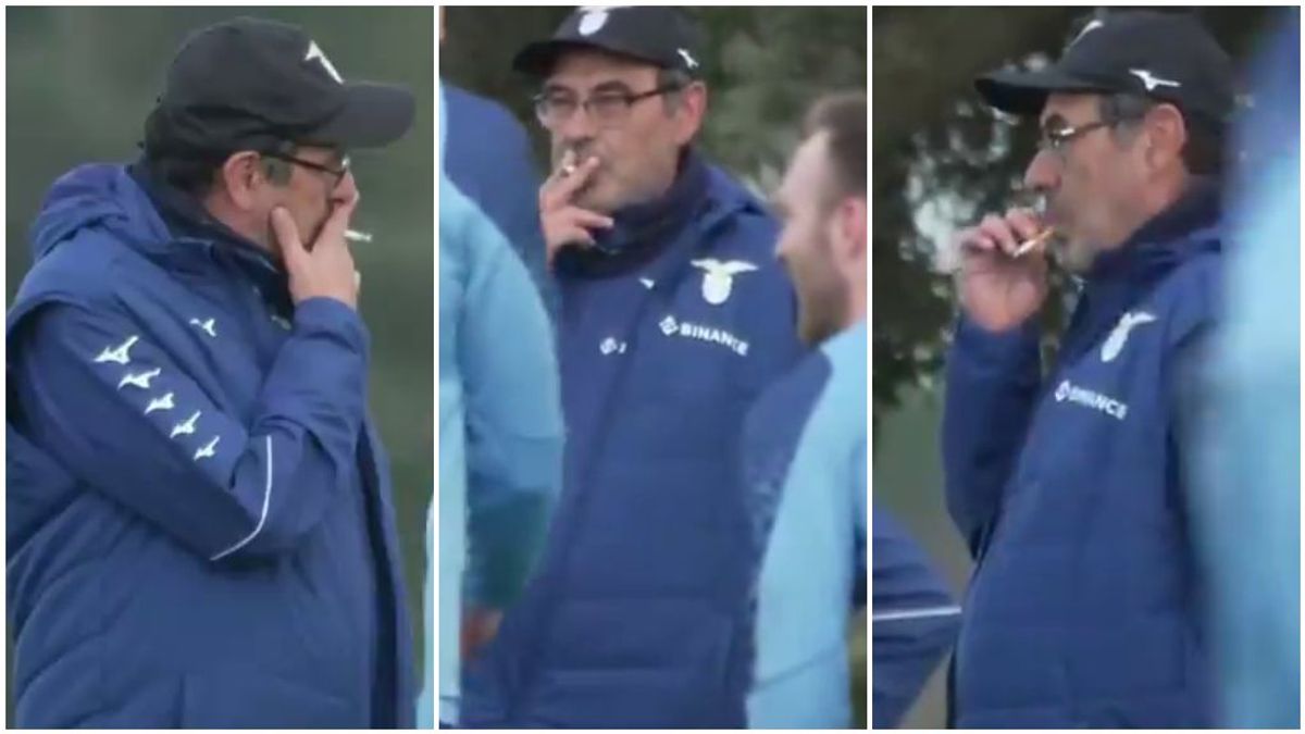 Mauricio Sarri se fuma un cigarro en el entrenamiento de la Lazio: "El olor es repugnante"