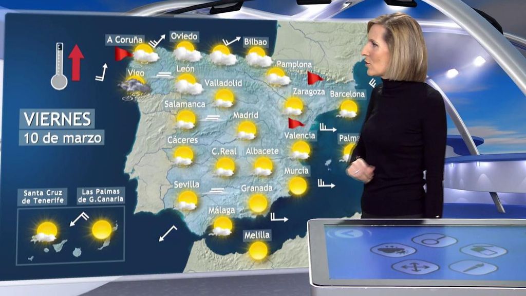 El anticiclón causará un ascenso térmico en toda España este viernes