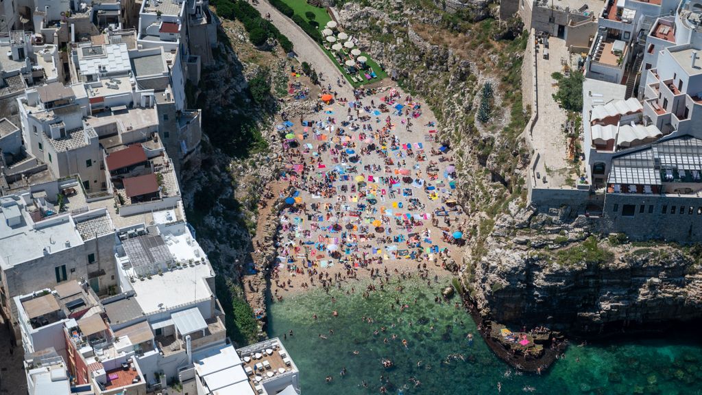 La famosa playa de Polignao a Mare, en la región de Apulia, al sur de Italia.