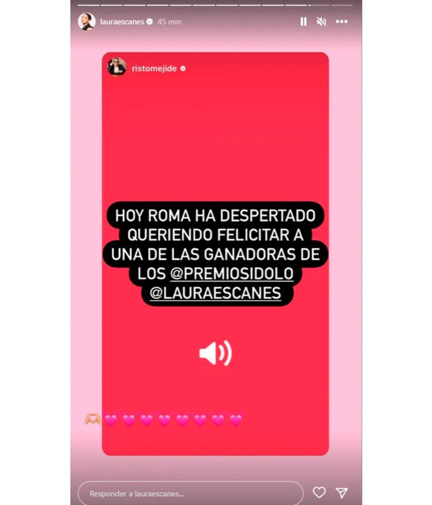 Risto Mejide y Roma envían un audio a Laura Escanes por su Premio Ídolo