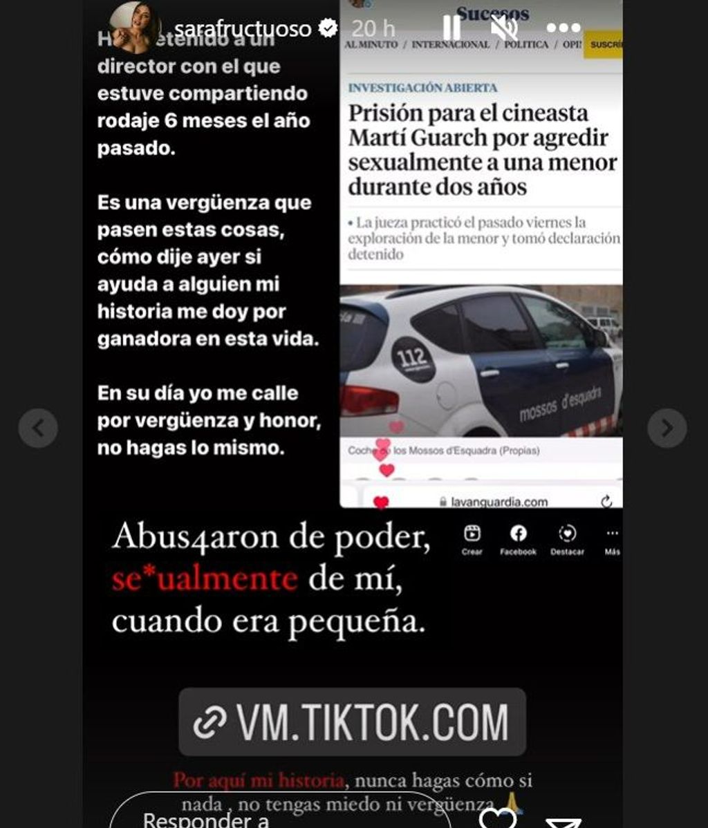 Historia de Instagram de Sara Fructuoso