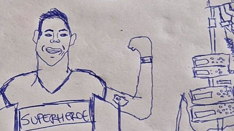 El caso de Cristina y su hijo José, hospitalizado por aplasia medular: un dibujo recibido por el pequeño