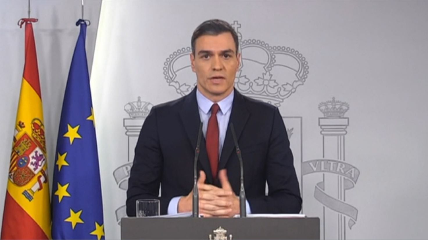 El presidente del Gobierno, Pedro Sánchez, declara el estado de alarma en España por la pandemia de coronavirus