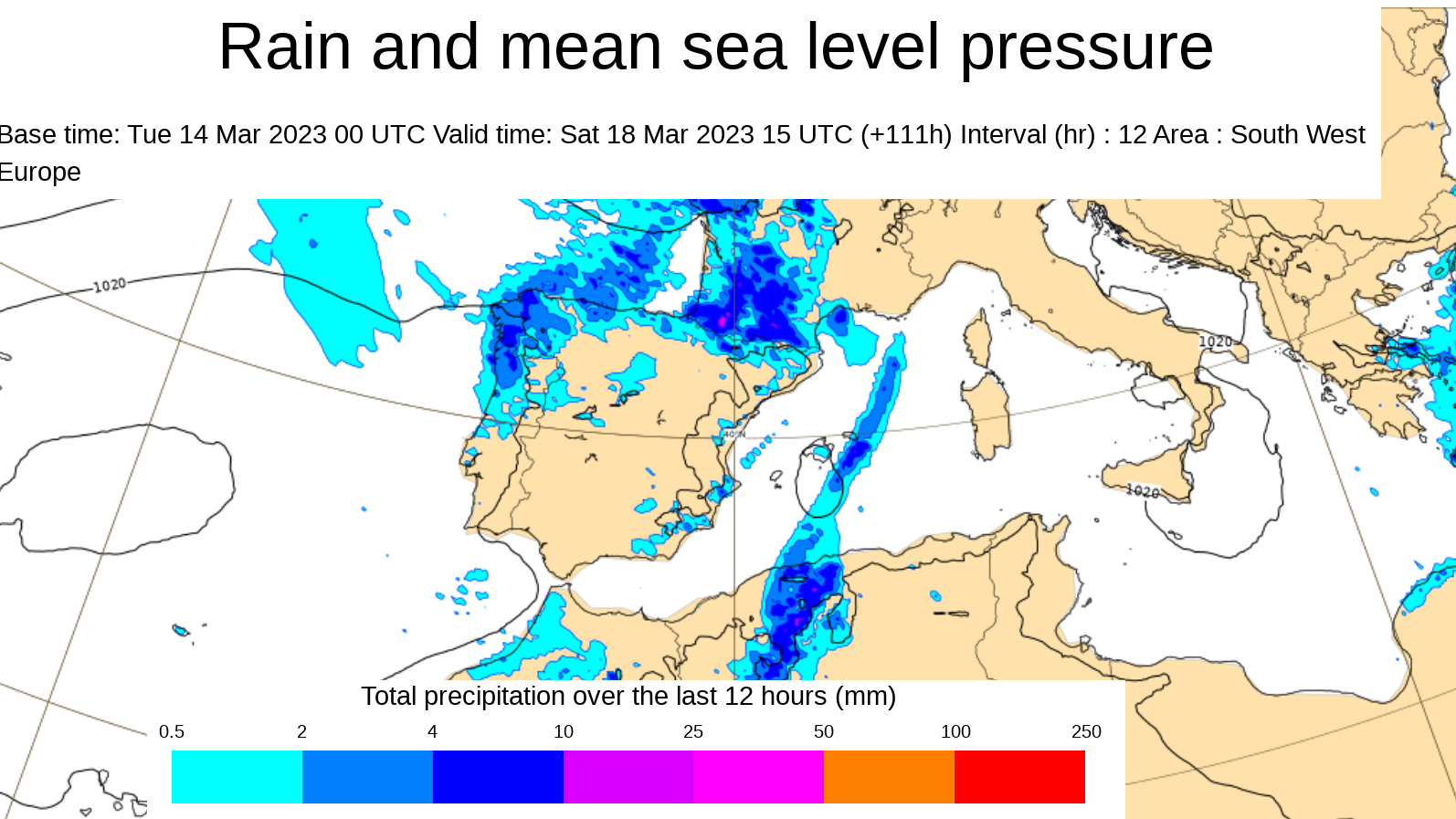 Previsión de lluvias para el sábado