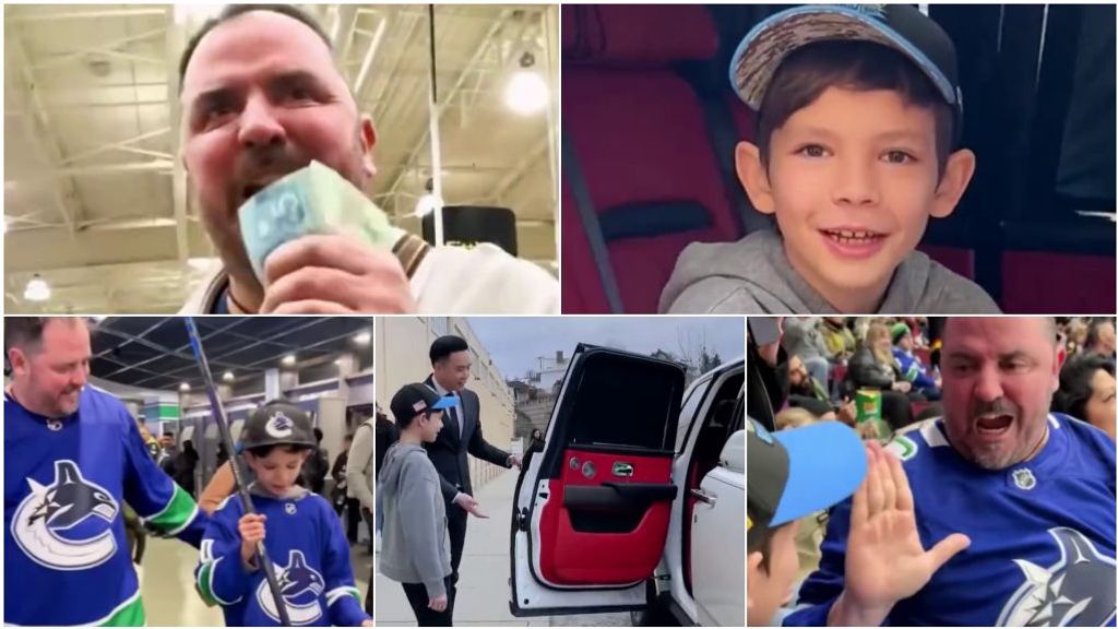 Un streamer invita a un padre y un hijo a ver un partido de hockey: el hombre acababa de salir de quimioterapia