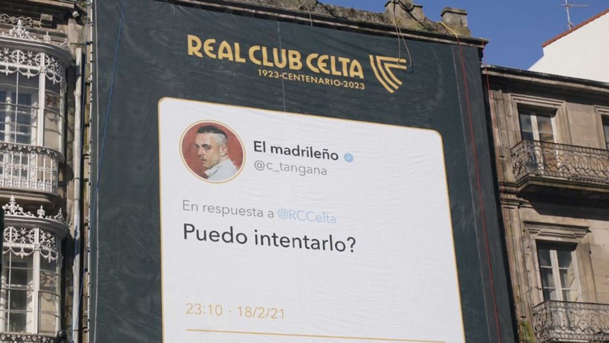 Lona que el Celta ha colocado en una calle de Vigo. Lona que el Celta ha colocado en una calle de Vigo.