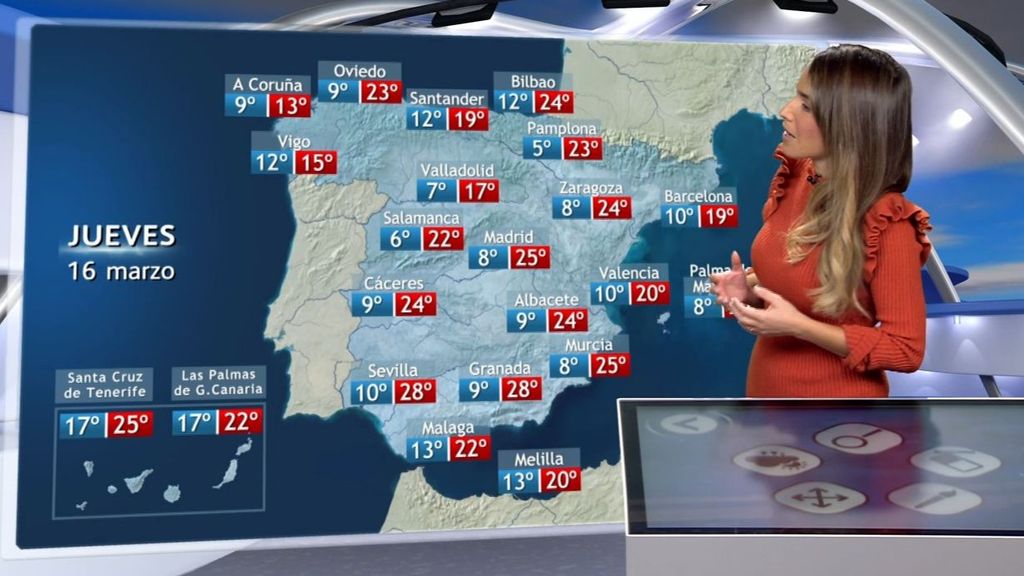 Tiempo jueves: llega a España un nuevo frente con lluvias y ascenso de las temperaturas