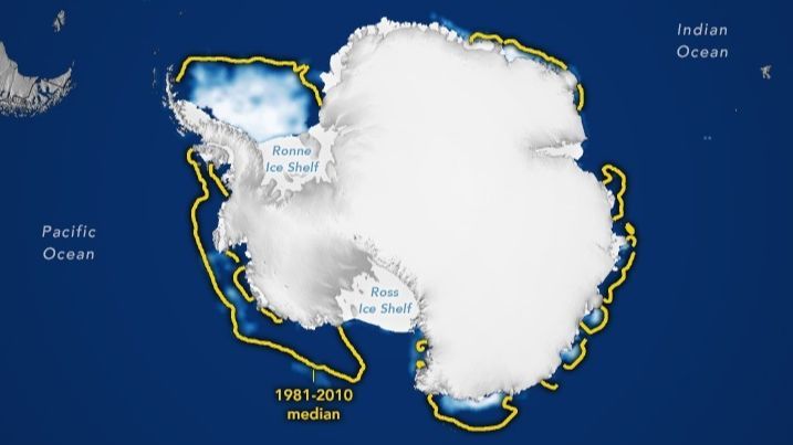 Antarctic sea ice hit document low in February