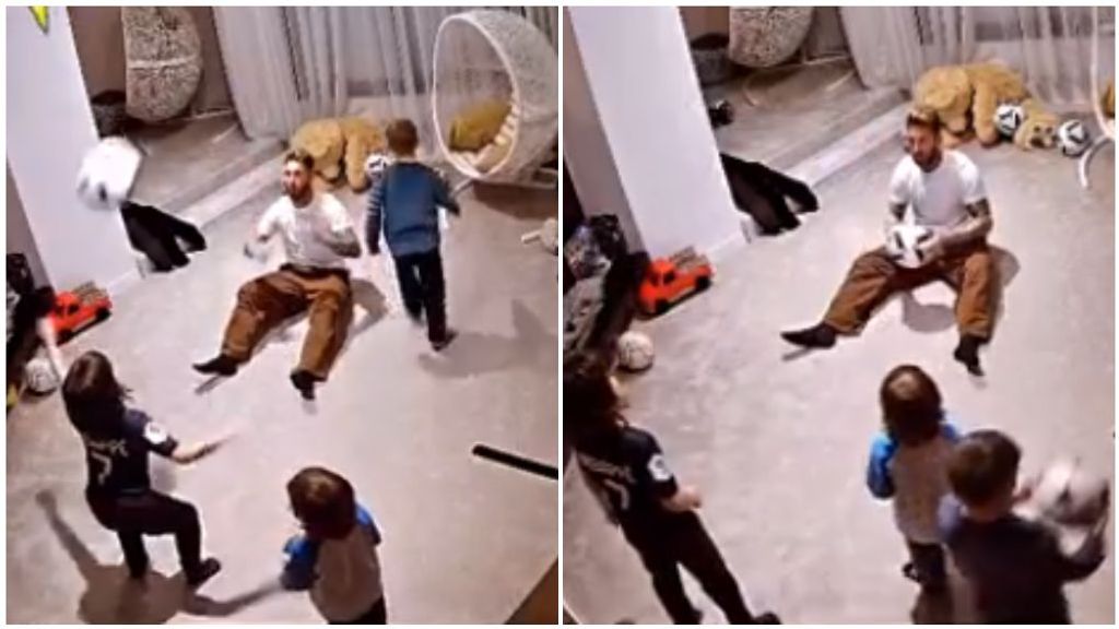 Los hijos de Sergio Ramos apuntan maneras: practican el remate de cabeza en su casa