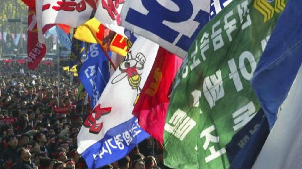 Manifestaciones contra la reforma laboral en Corea del Sur