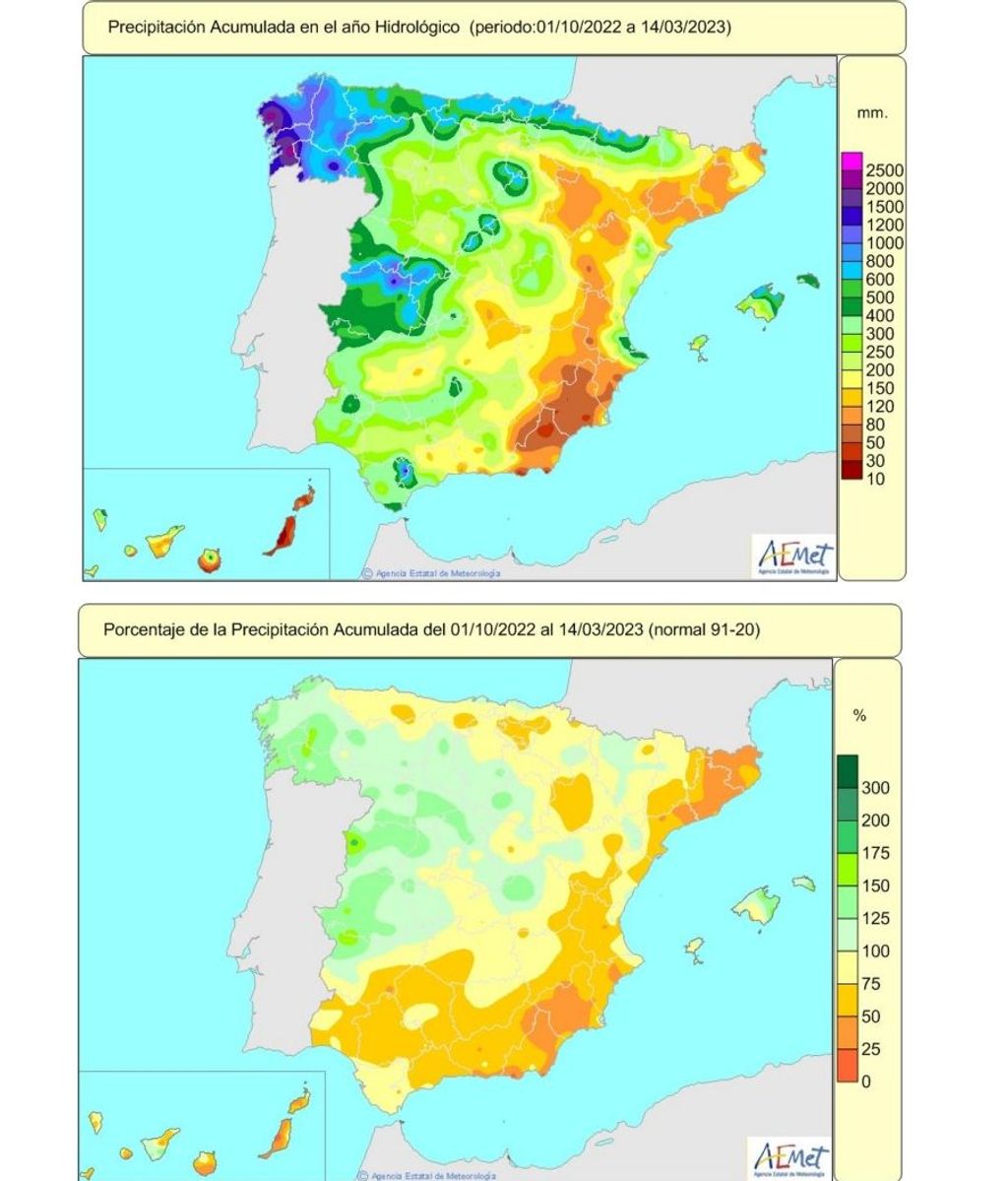 Precipitación acumulada año hidrológico y su anomalía con respecto al promedio