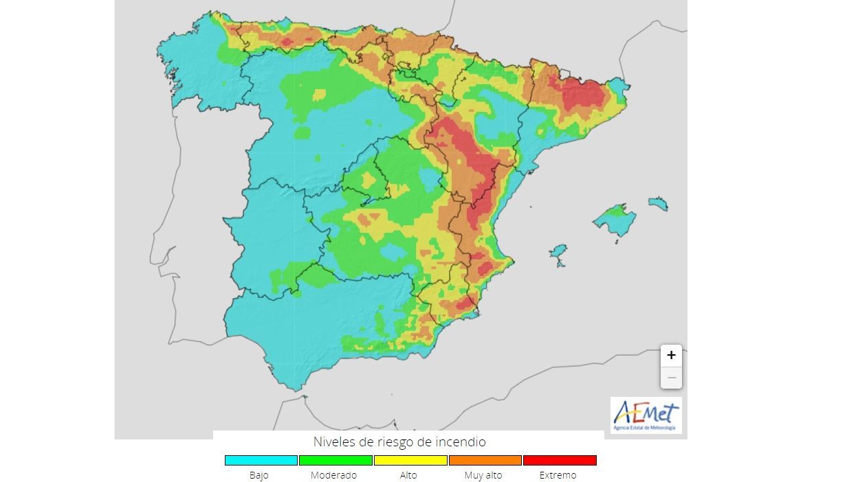 Riesgo incendio previsto jueves 23