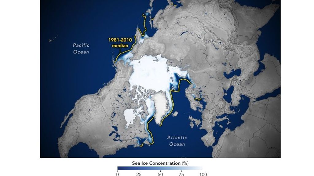 Hielo marino del Ártico por debajo del promedio en el invierno de 2023