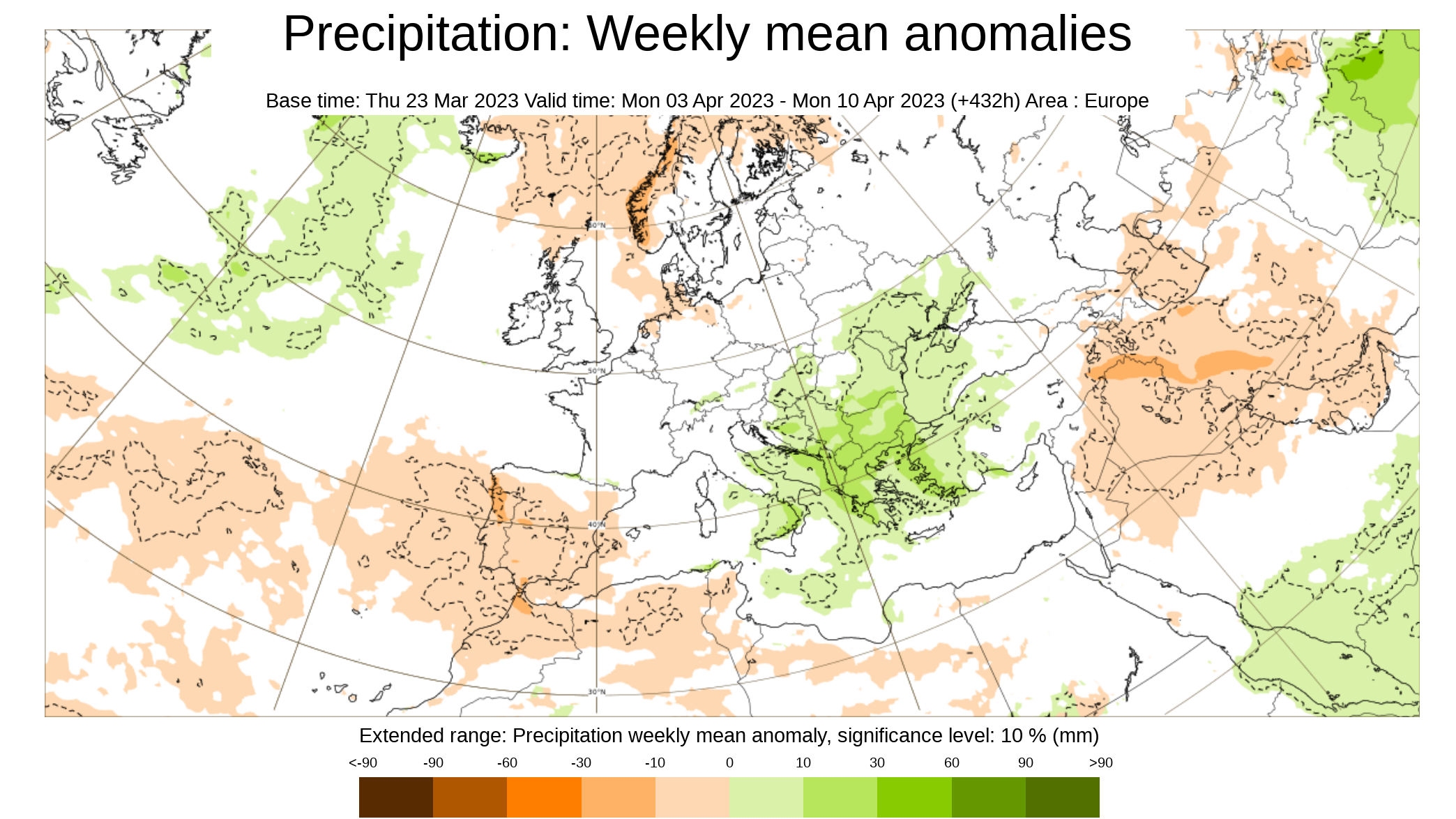 Anomalía de la precipitación 3 al 10 de abril