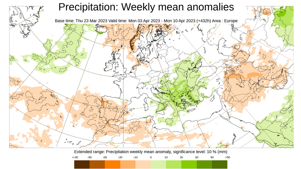 Anomalía de la precipitación 3 al 10 de abril