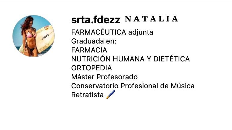 Captura del Instagram privado de Natalia Armacha