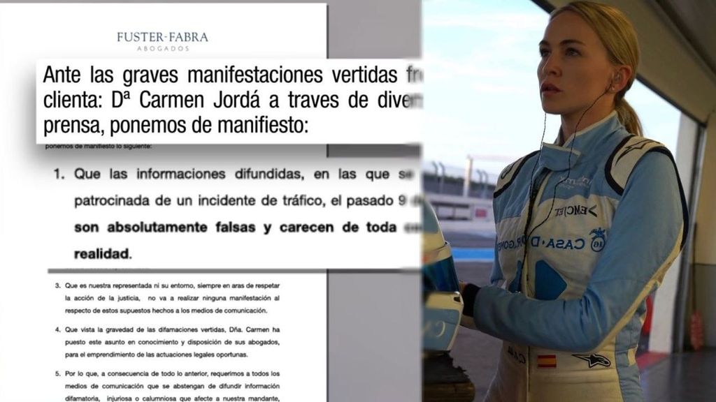 El comunicado de Carmen Jordá pronunciándose sobre el presunto atropello