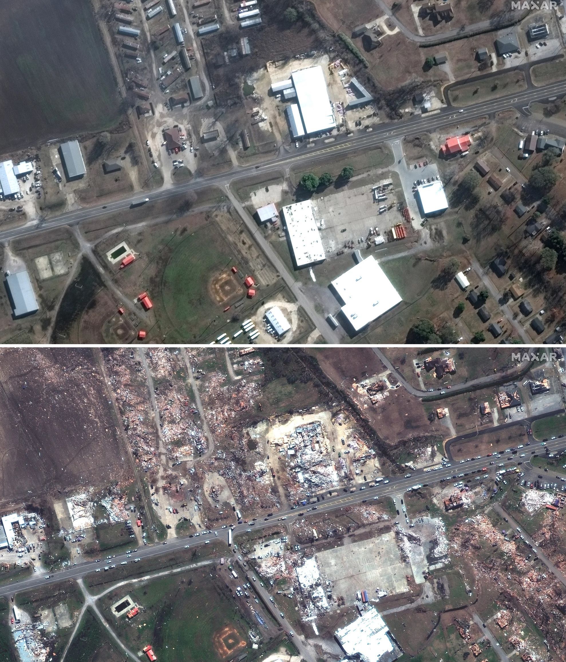 Destrucción en el condado de Rolling Fork, Mississippi