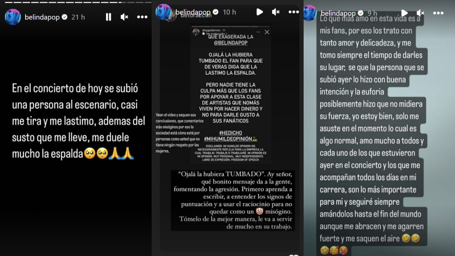 Historias de Instagram de Belinda
