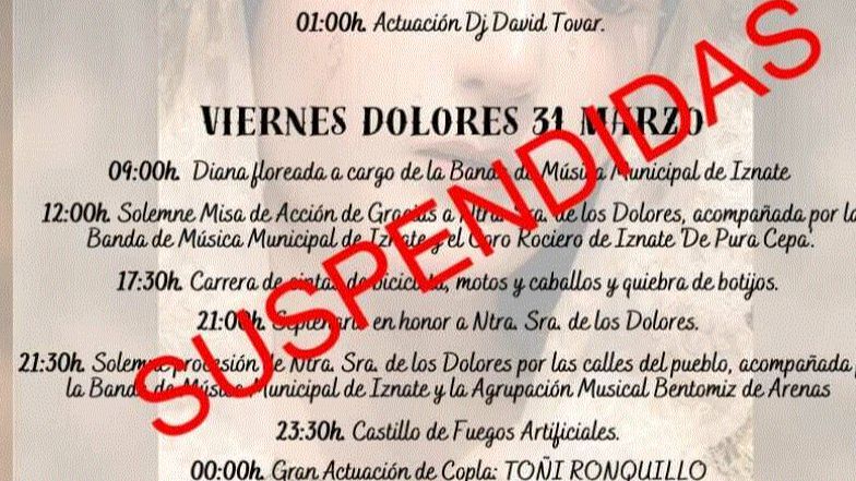 Iznate suspende sus fiestas